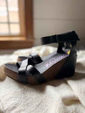Blowfish Wedge Sandal Black Cork with Ankle Strap ✨NWoT✨